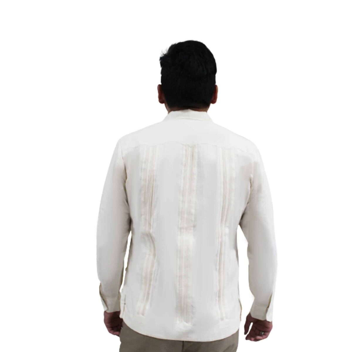 Guayabera manga larga cuello camisero con abertura a los lados, bolsas, botones del. - Imagen 2