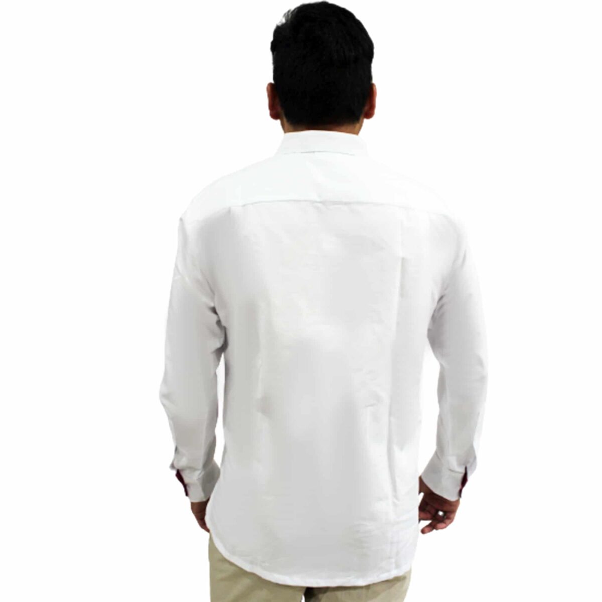 Camisa manga larga cuello Mao blanca con botones ocultos - Imagen 2