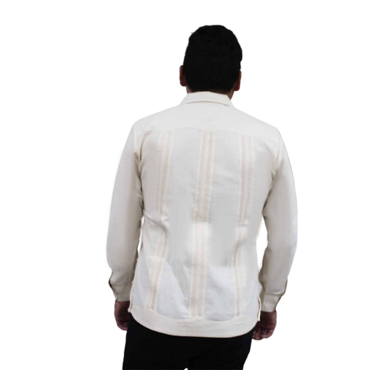 Guayabera manga larga cuello camisero con abertura a los lados, bolsas, botones del. - Imagen 2